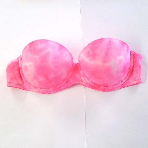 Victoria's Secret Pink Convertible Bra 34B Pretty Tie Dye Pink White Print - Picture 1 of 16